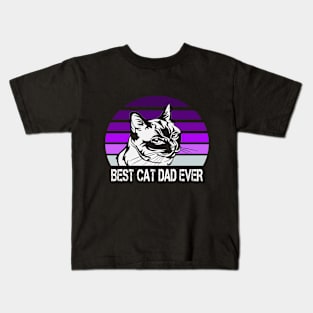 Vintage Best Cat Dad Ever Kids T-Shirt